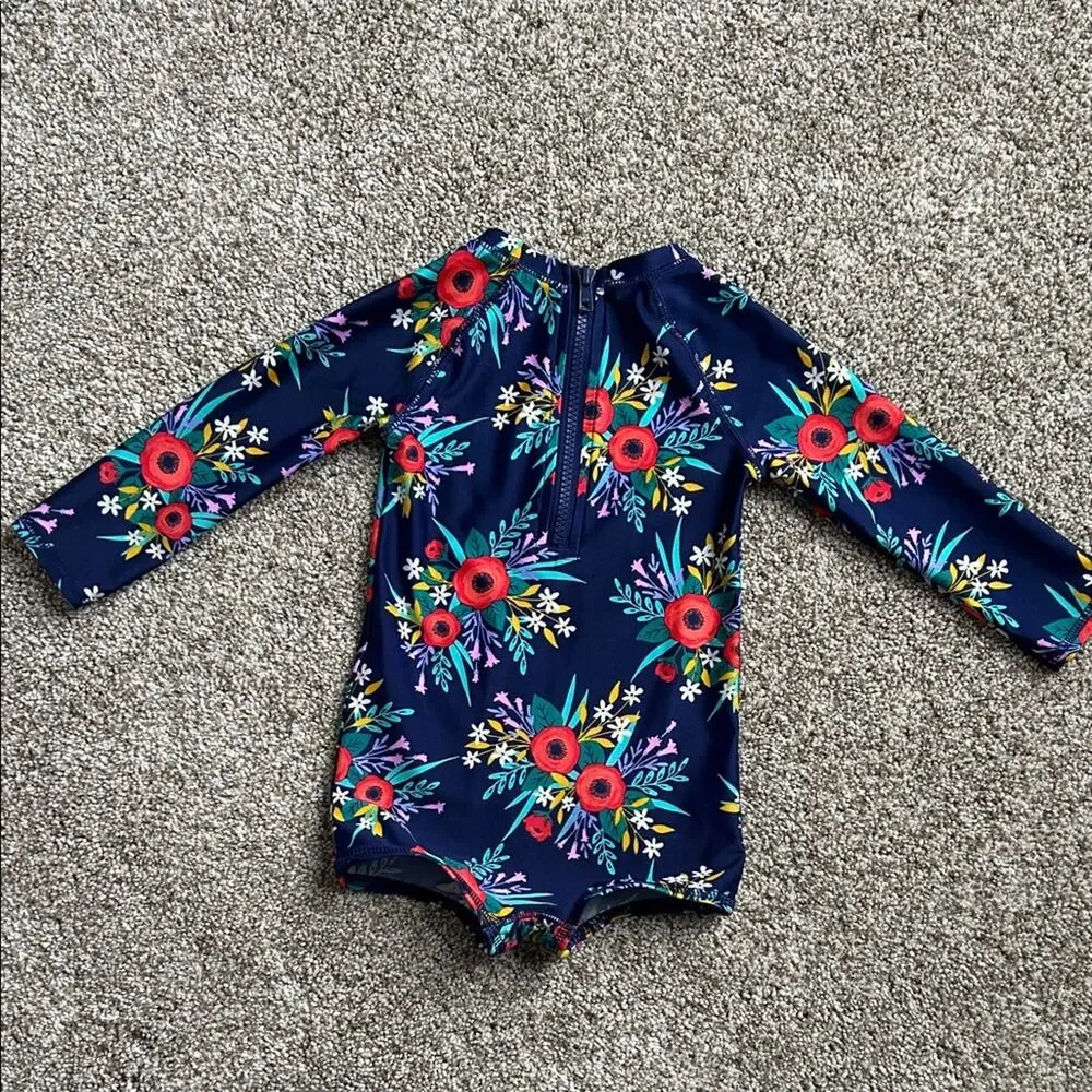Cat and Jack Long Sleeve One Piece Floral Swimsuit, 18 Months